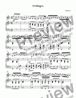 page one of Albinoni - Trumpet Concerto in E-Flat Major, Op. 7, No. 1: IV. Allegro for trumpet & piano