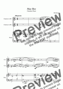page one of May Bee - Clarinet Duet