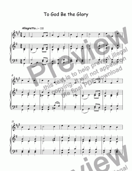 page one of To God Be the Glory - for trumpet Bb & piano