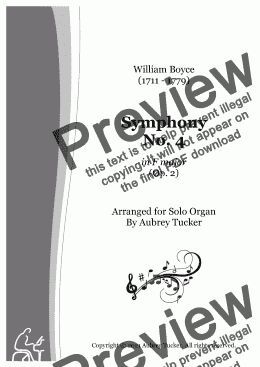 page one of Organ: Symphony No. 4 in F major (Op. 2, Parts I, II & III) - William Boyce