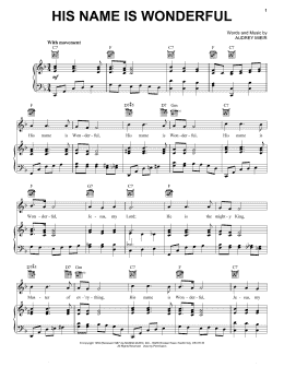 page one of His Name Is Wonderful (Piano, Vocal & Guitar Chords (Right-Hand Melody))