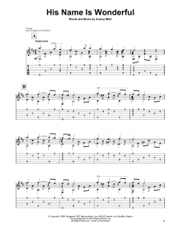 page one of His Name Is Wonderful (Solo Guitar)
