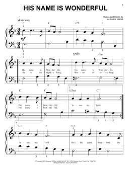 page one of His Name Is Wonderful (Big Note Piano)