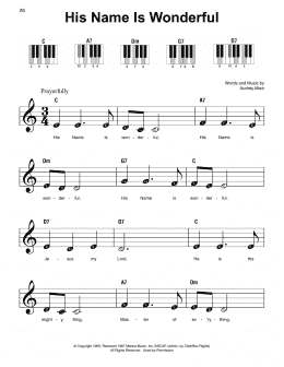 page one of His Name Is Wonderful (Super Easy Piano)