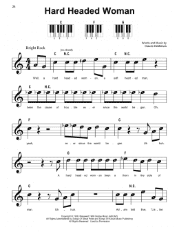 page one of Hard Headed Woman (Super Easy Piano)