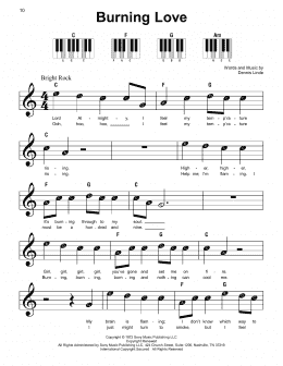 page one of Burning Love (Super Easy Piano)