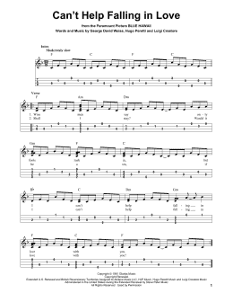 page one of Can't Help Falling In Love (Easy Ukulele Tab)