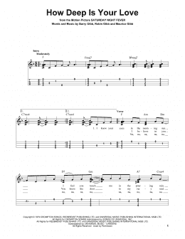 page one of How Deep Is Your Love (Easy Ukulele Tab)