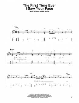 page one of The First Time Ever I Saw Your Face (Easy Ukulele Tab)