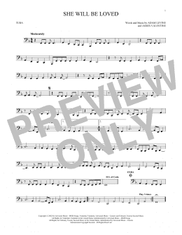 page one of She Will Be Loved (Tuba Solo)