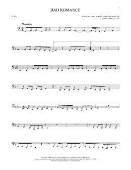 page one of Bad Romance (Tuba Solo)