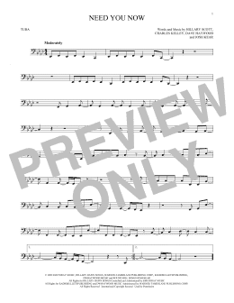 page one of Need You Now (Tuba Solo)