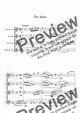 page one of The Spire - Saxophone Quartet
