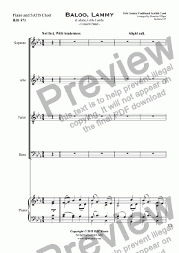 page one of Baloo, Lammy (Lullaby, Little Lamb) - SATB Choir and Piano