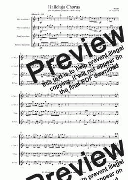 page one of Halleluja Chorus  (Saxophone Quartet)