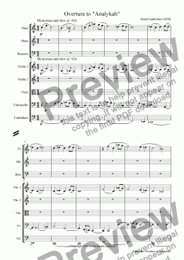 page one of OVERTURE to Analykah, a Children's Opera