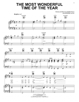 page one of The Most Wonderful Time Of The Year (Piano, Vocal & Guitar Chords (Right-Hand Melody))