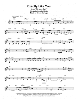 page one of Exactly Like You (Alto Sax Transcription)