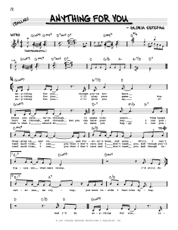 page one of Anything For You (Real Book – Melody, Lyrics & Chords)