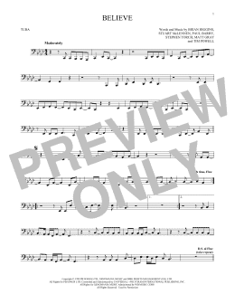 page one of Believe (Tuba Solo)