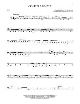 page one of Genie In A Bottle (Tuba Solo)