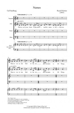 page one of Names (SATB Choir)