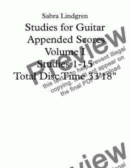 page one of Studies for Guitar Appended Scores Volume I Studies No. 1-15