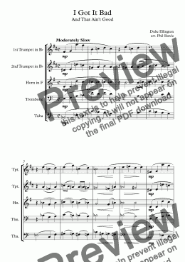 page one of I Got It Bad - Brass Quintet