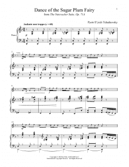 page one of Dance Of The Sugar Plum Fairy, Op. 71a (from The Nutcracker) (Violin and Piano)