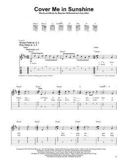 page one of Cover Me In Sunshine (Easy Guitar Tab)