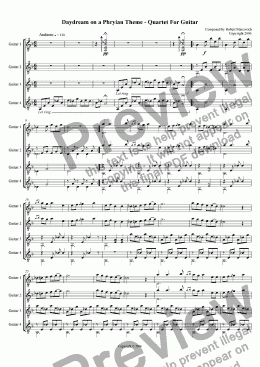 page one of Daydream on a Phrygian Theme - Guitar Quartet
