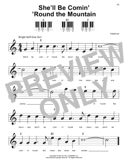 page one of She'll Be Comin' 'Round The Mountain (Super Easy Piano)
