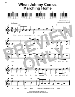page one of When Johnny Comes Marching Home (Super Easy Piano)