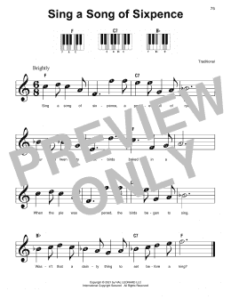 page one of Sing A Song Of Sixpence (Super Easy Piano)