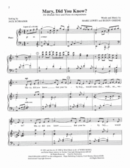page one of Mary, Did You Know? (Piano & Vocal)