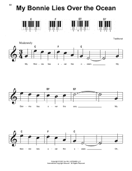 page one of My Bonnie Lies Over The Ocean (Super Easy Piano)