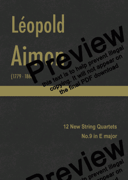 page one of Aimon - 12 New String Quartets, No.9 in E major