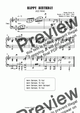page one of Jazz Piano: Happy Birthday To You (Jazz/Blues/Gospel) - Traditional