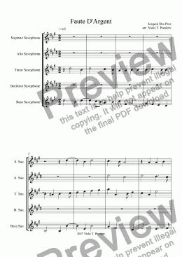 page one of Josquin Faute d'Argent for sax quintet