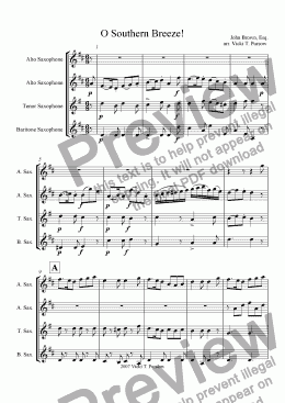 page one of Irish Air by John Brown for AATB Sax Quartet