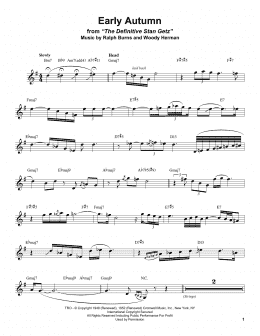 page one of Early Autumn (Alto Sax Transcription)