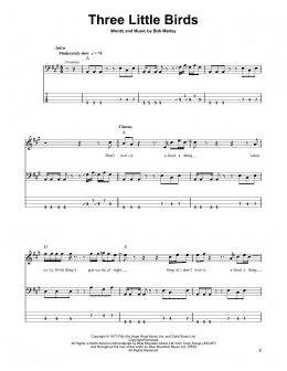 page one of Three Little Birds (Bass Guitar Tab)