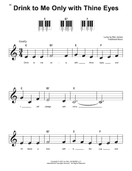page one of Drink To Me Only With Thine Eyes (Super Easy Piano)
