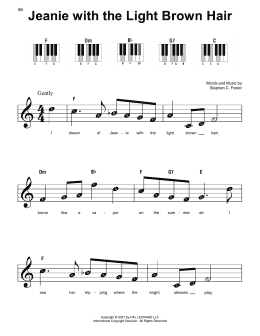 page one of Jeanie With The Light Brown Hair (Super Easy Piano)