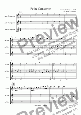 page one of Alto Sax Trio Petite Camusette by Antoine de Fevin