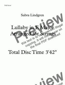 page one of Lullaby in E Major Arranged for Strings