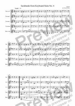 page one of Sarabande from Keyboard Suite No. 4