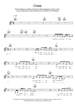 page one of Creep (Lead Sheet / Fake Book)