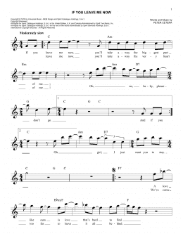 page one of If You Leave Me Now (Easy Lead Sheet / Fake Book)