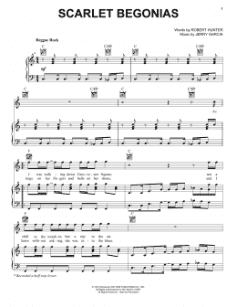 page one of Scarlet Begonias (Piano, Vocal & Guitar Chords (Right-Hand Melody))